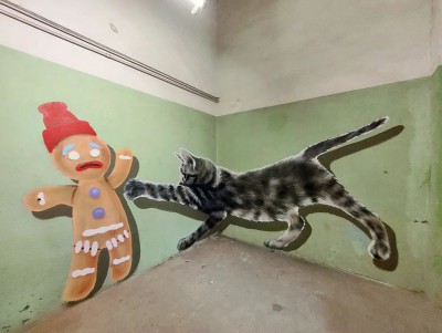 В тверском подъезде появилось граффити с котом и пряником - новости ТИА