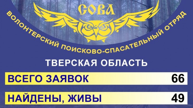 В Тверской области волонтёры ВПСО "Сова" за месяц нашли живыми 49 человек - новости ТИА