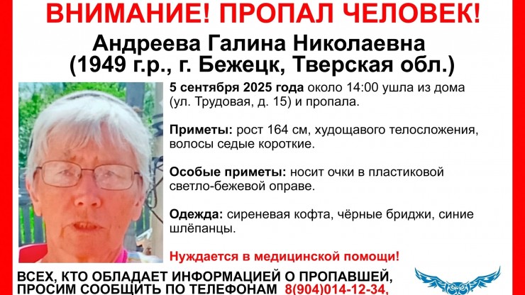 В Тверской области пропала нуждающаяся в медицинской помощи пожилая женщина - новости ТИА