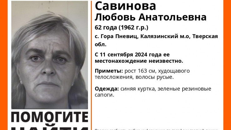 В Тверской области волонтеры ищут пропавшую 62-летнюю Любовь Савинову - новости ТИА