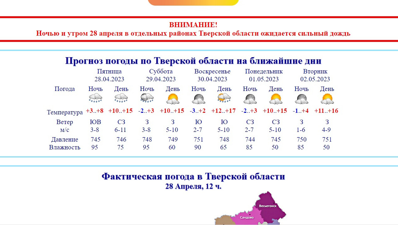 Погода в твери 15 июня