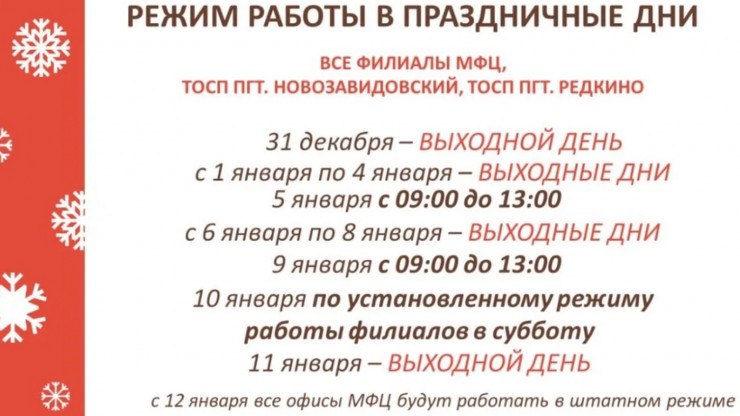 Опубликован график работы филиалов МФЦ Тверской области в новогодние праздники - новости ТИА