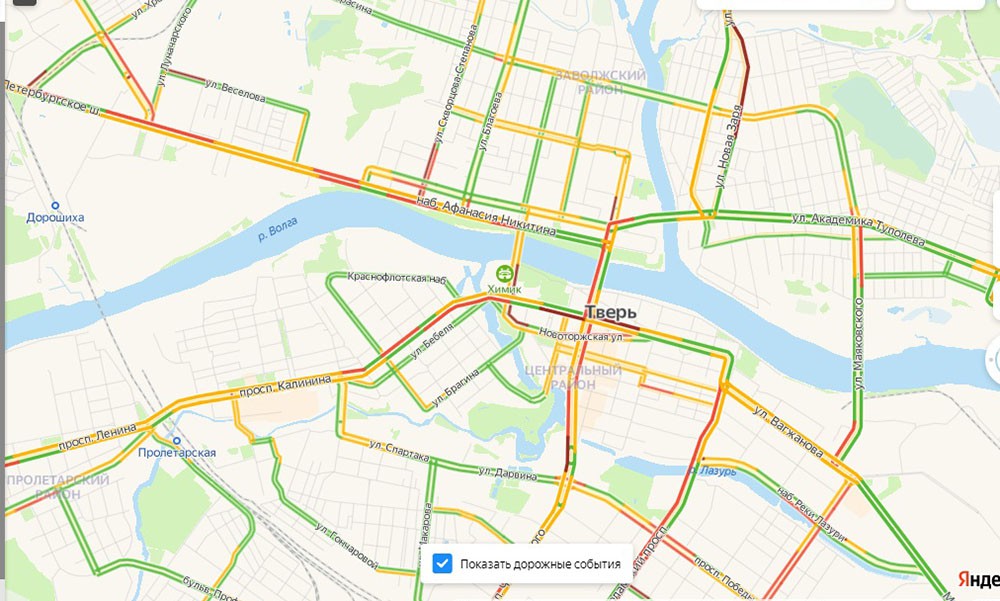Карта интернета твери. Пробки Тверь Заволжский район. Пробки Тверь. Пробки Тверь сейчас. Карта Твери с пробками.