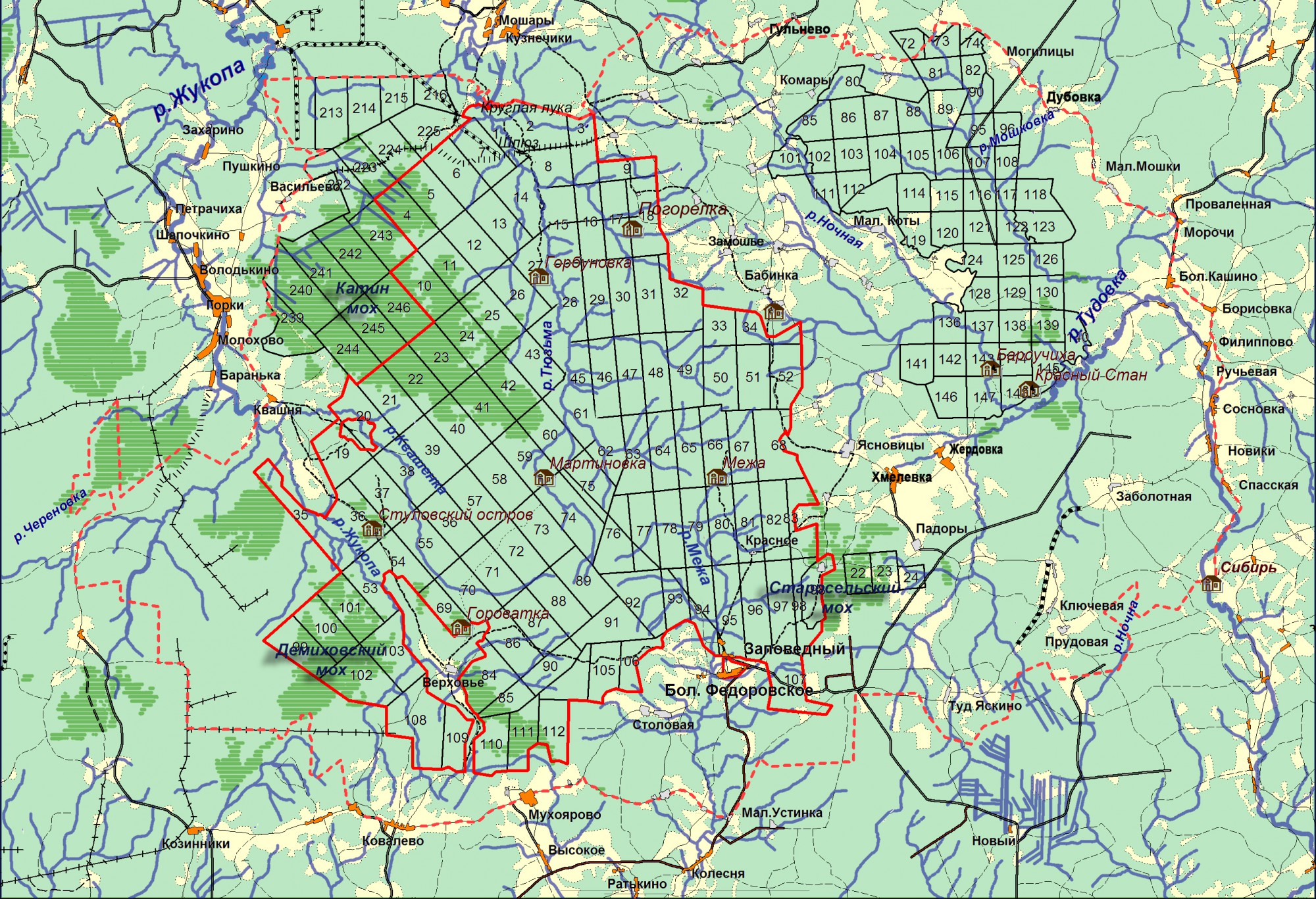 Карта схема кушвинского лесничества