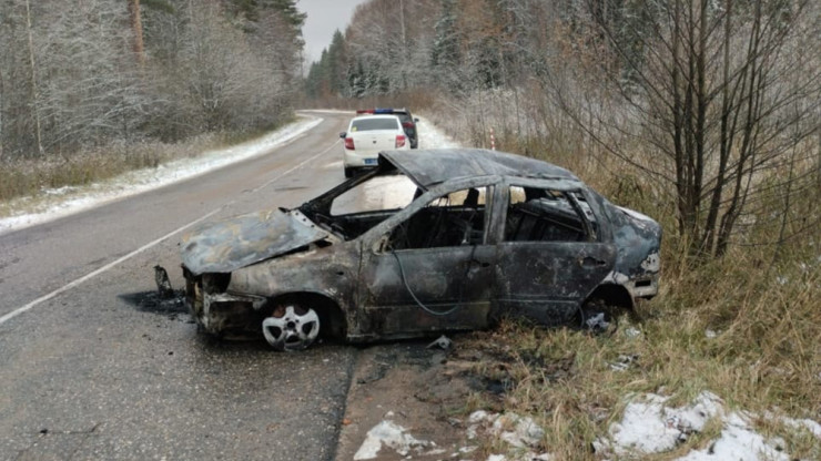 В Тверской области легковушка опрокинулась на дороге и сгорела - новости ТИА