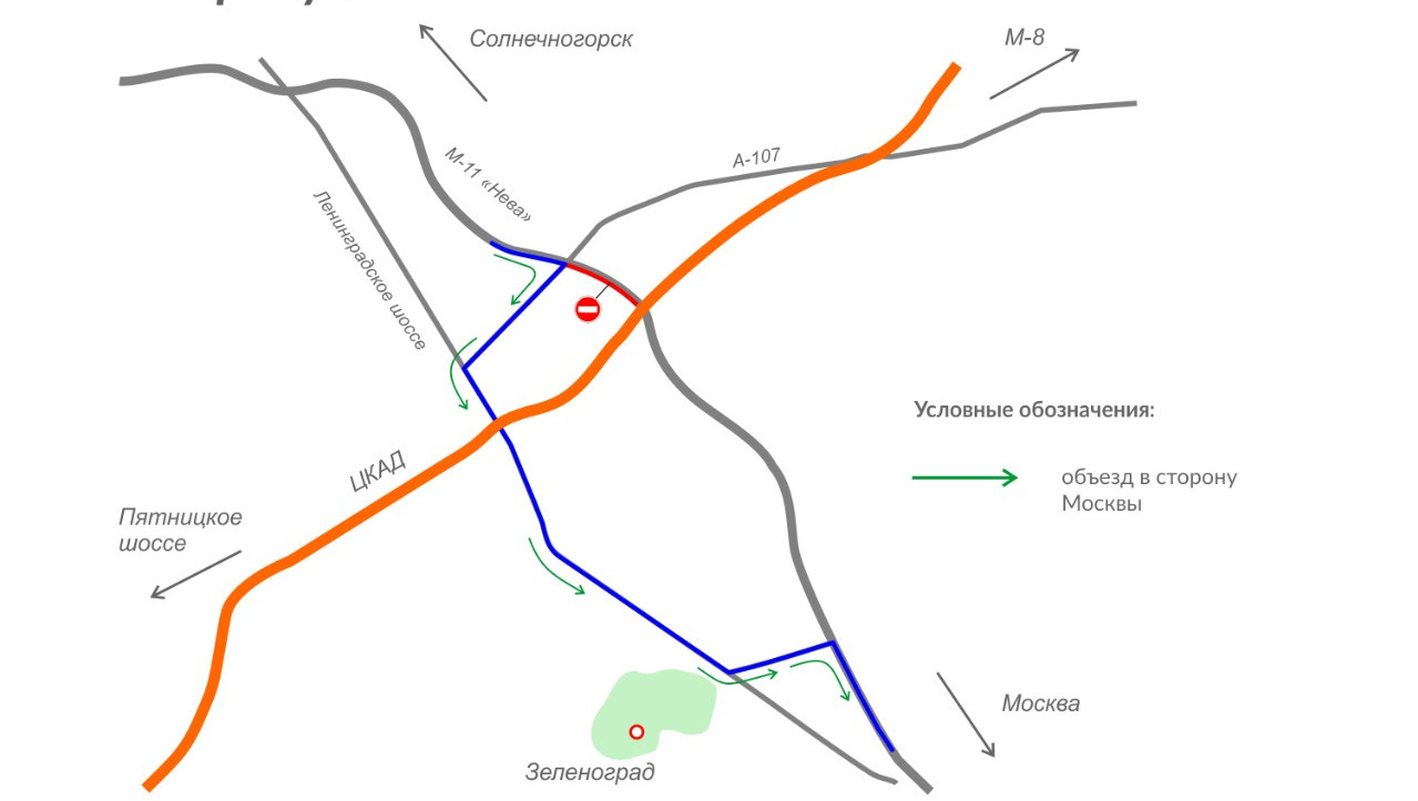 схема объезда участка М-11