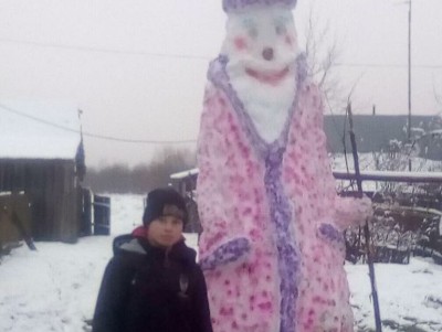 В Тверской области школьник слепил гигантского снеговика - Новости ТИА