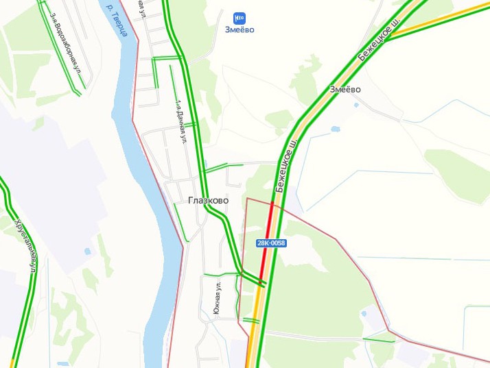 Бежецкое шоссе. Объехать пробку на Бежецком шоссе в Твери.