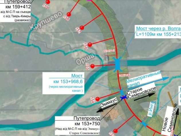 Северный обход твери м11 карта с развязками