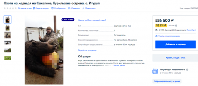 Озон продает охоту на медведя с кровавыми фотографиями за полмиллиона рублей  - Блоги ТИА