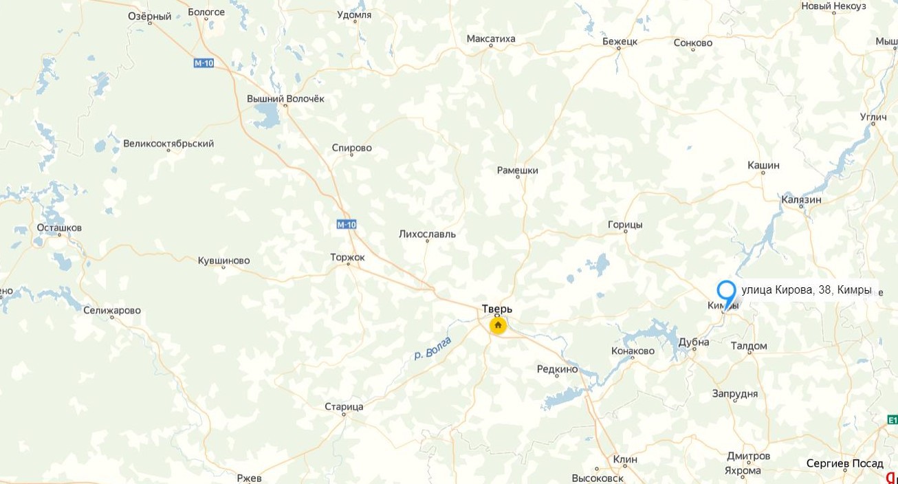 карта восстановленных объектов в Тверской области.