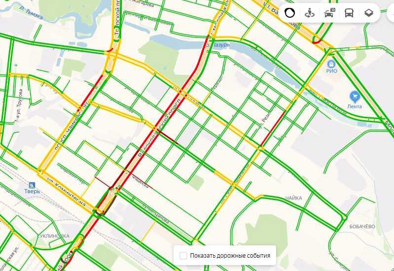 Карта твери с пробками онлайн в реальном времени