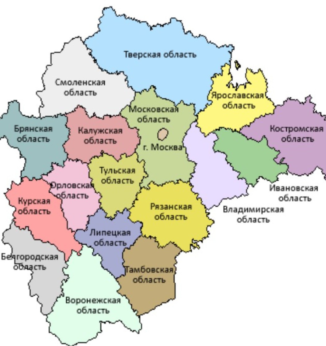 Карта центрального федерального округа России