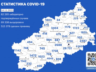 Карта коронавируса по районам Тверской области на 14 ноября - новости ТИА