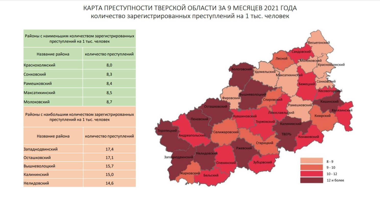 Тверская область список. Преступность Тверская область. Число районов Тверской области. Карта преступлений. Тверская область Кол-во районов.