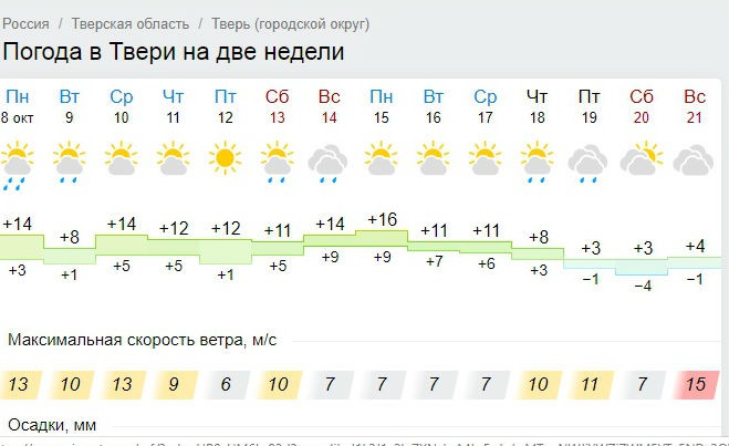 Погода тверская на 10 дней