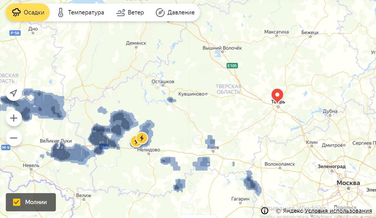 Карта погоды онлайн в реальном времени нелидово