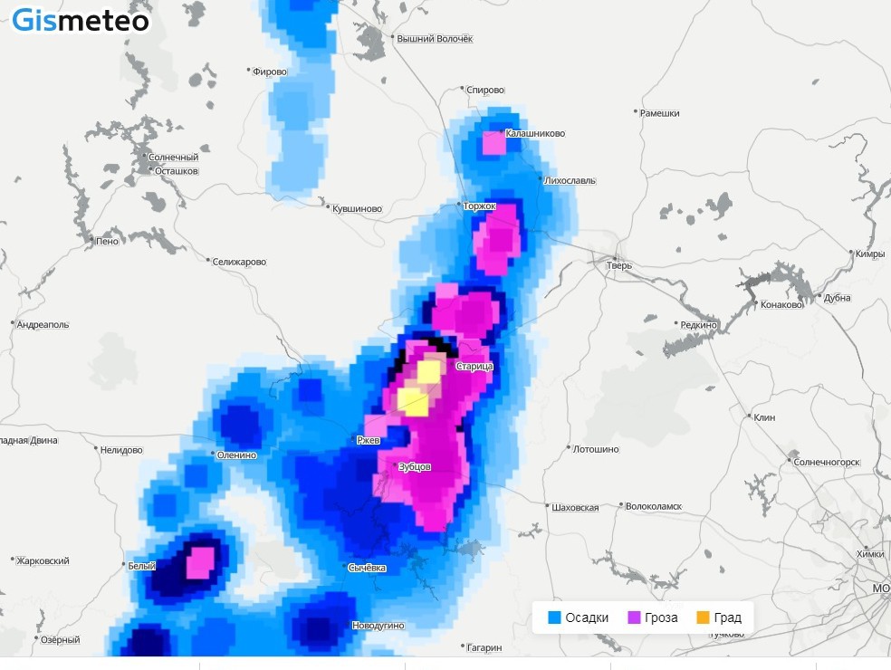 Карта осадков во ржеве на сегодня