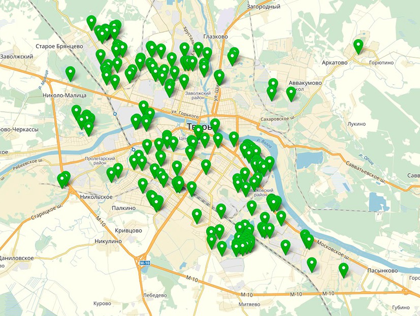 Тверь карта с магазинами