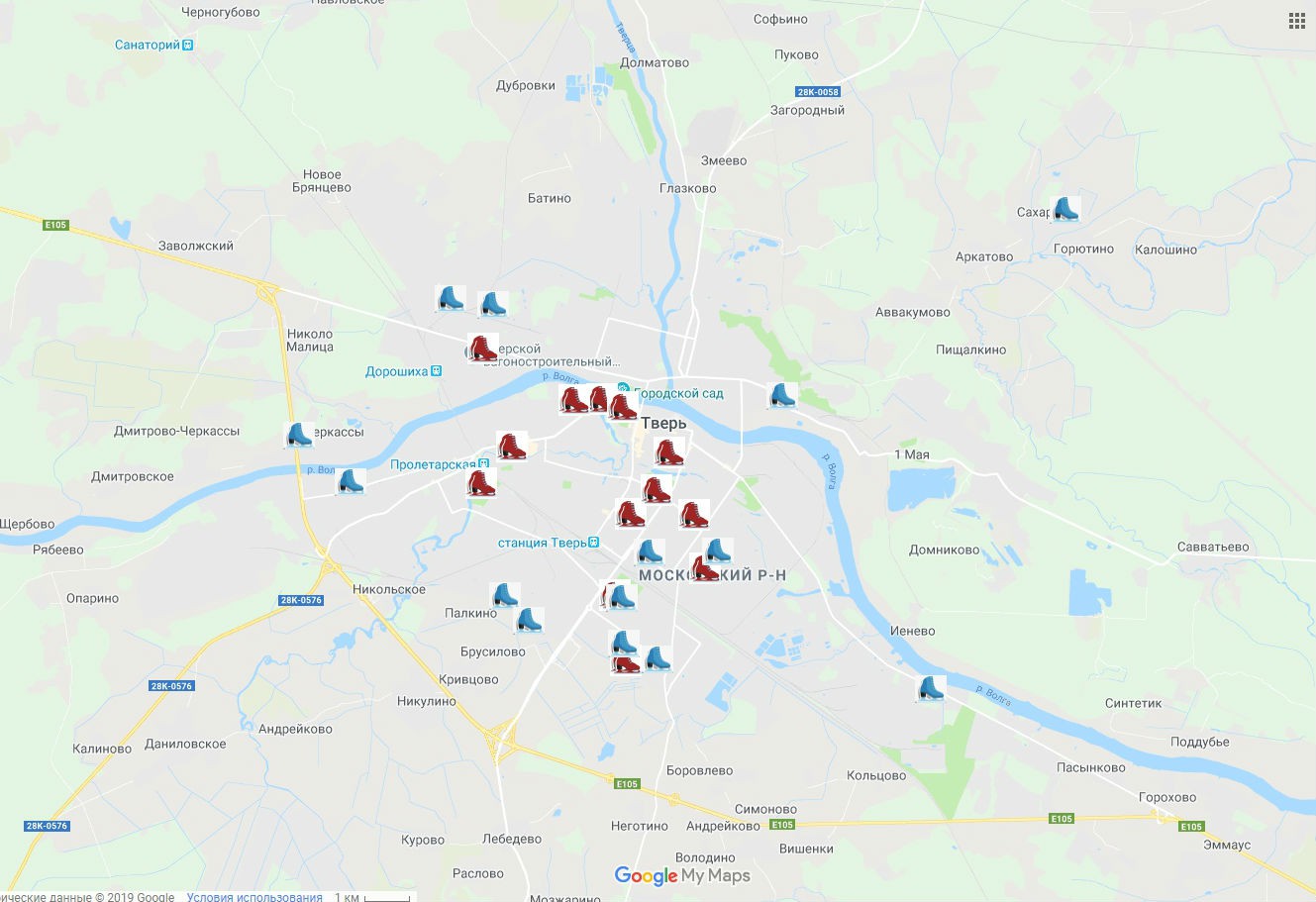 Карта твери с магазинами