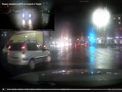 Опубликовано видео момента ДТП с машиной скорой помощи в Твери - Новости ТИА