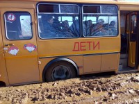 Автобус со школьниками намертво застрял в грязи под Бежецком - Новости ТИА