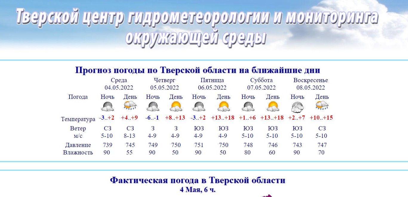 Погода в твери 15 июня