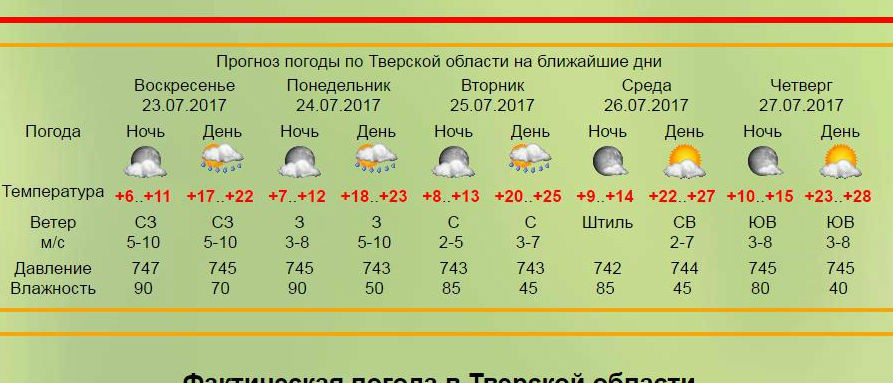 Погода тверская на 10 дней