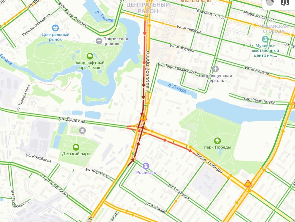 Карта пробок тверь. Тверь площадь Чайковский карта.